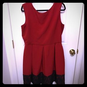 Red dress with black fringe